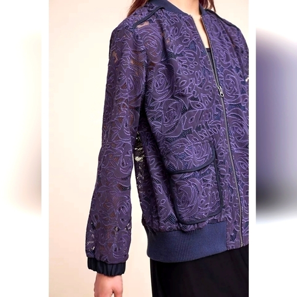 Anthropologie Elevenses Miranda Blue Floral Jacket Size S Small - Picture 1 of 8
